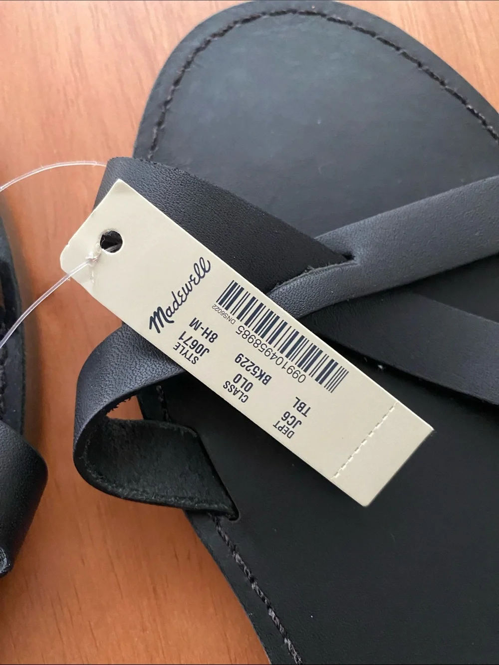 Madewell Black Leather Strappy Flat Sandals